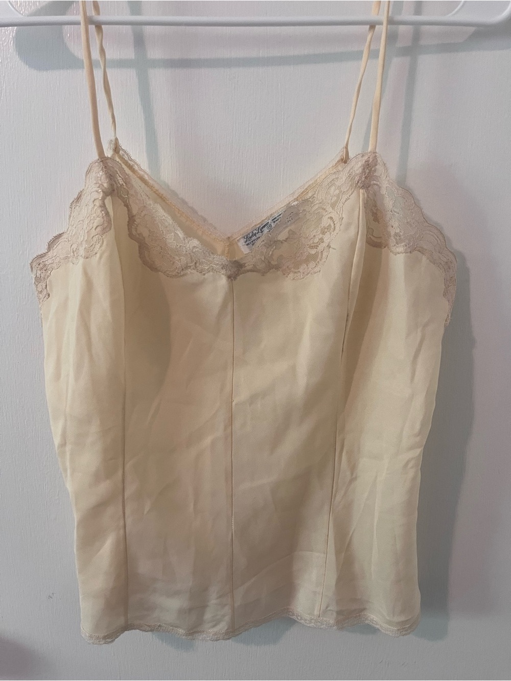 Vintage Union Made Lady Lynne Women’s Lace Camisole Butter Yellow Medium